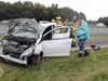 Auto slaat zes keer over de kop op de A27 bij Eemnes